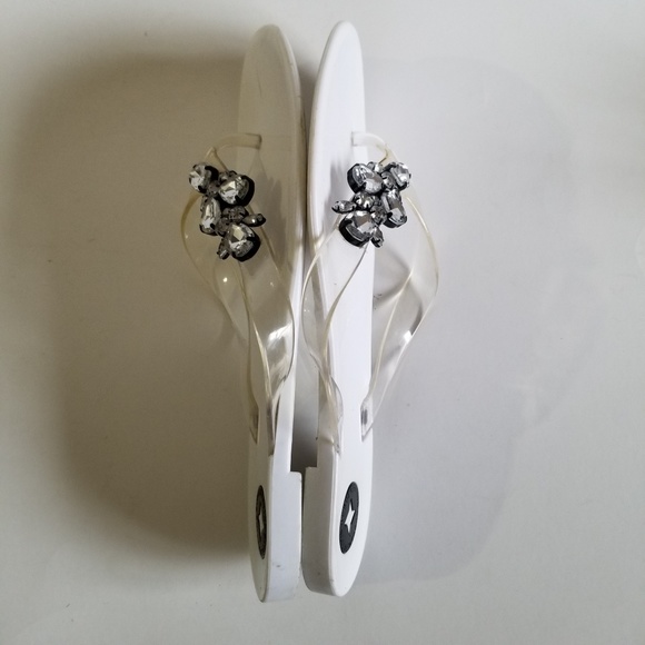 BCBGeneration White Rhinestone Jelly Sandal 7 - Picture 4 of 7